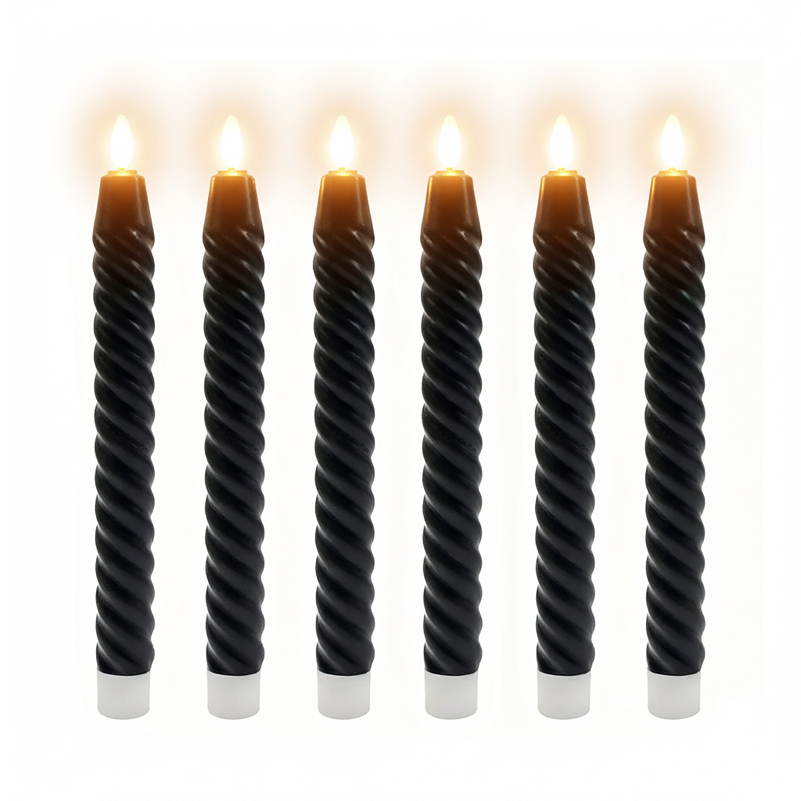 relaxdays LED-Kerze LED Stabkerzen 6er Set, schwarz