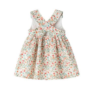 suebidou Midikleid Mädchenkleid Sommerkleid mit Blumenmuster und Schleifen Baby/Kleinkind Träger zum Knöpfen, Schleifen