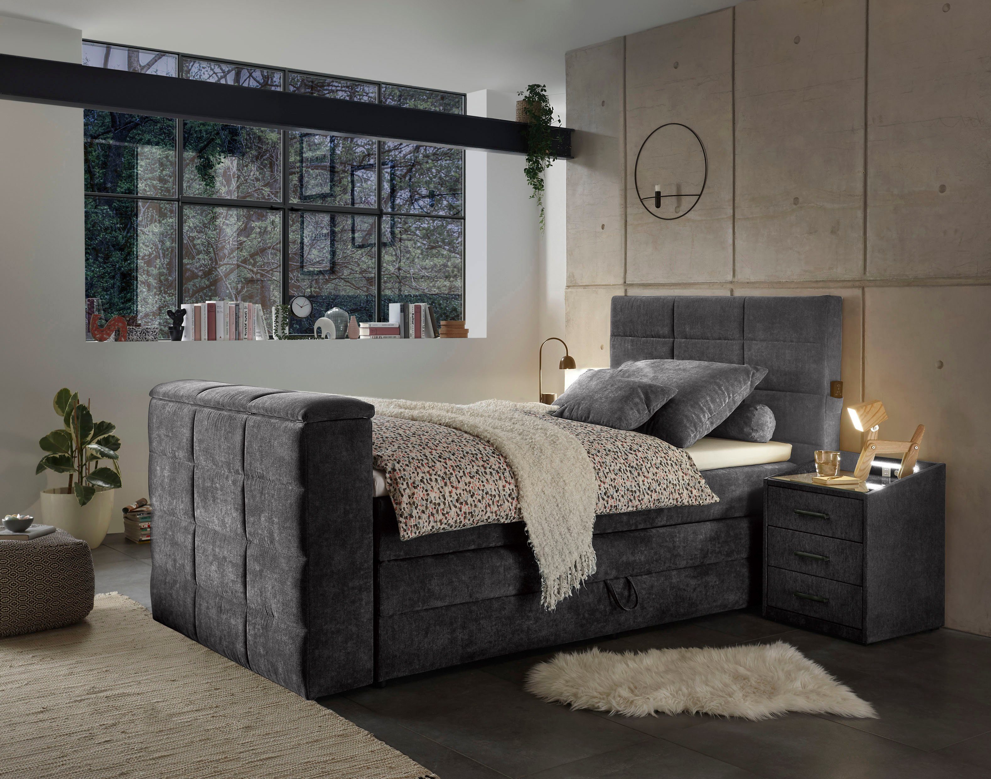 ED EXCITING DESIGN Boxspringbett "Denver" inkl. 1 bzw. 2 Bettkästen, motori günstig online kaufen