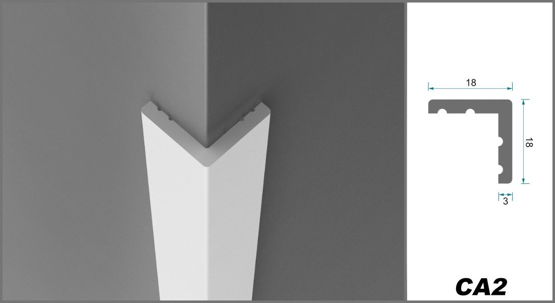 Cosca Winkelprofil CA2 (COSCA Kantenschutzprofile aus Ecopolymer - Winkelprofile hochdichtes Styropor, extrem widerstandsfähig - (CA2 - 2 Meter) Kantenschutzprofil Wandleiste Stuckleiste)