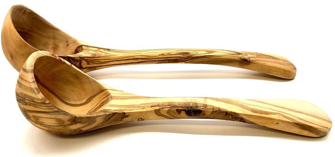 Olivenholz-erleben Schöpflöffel Suppenkelle aus naturbelassenem Olivenholz, Länge 30 cm, Naturprodukt, geschmacksneutral – Bild 4 von 5