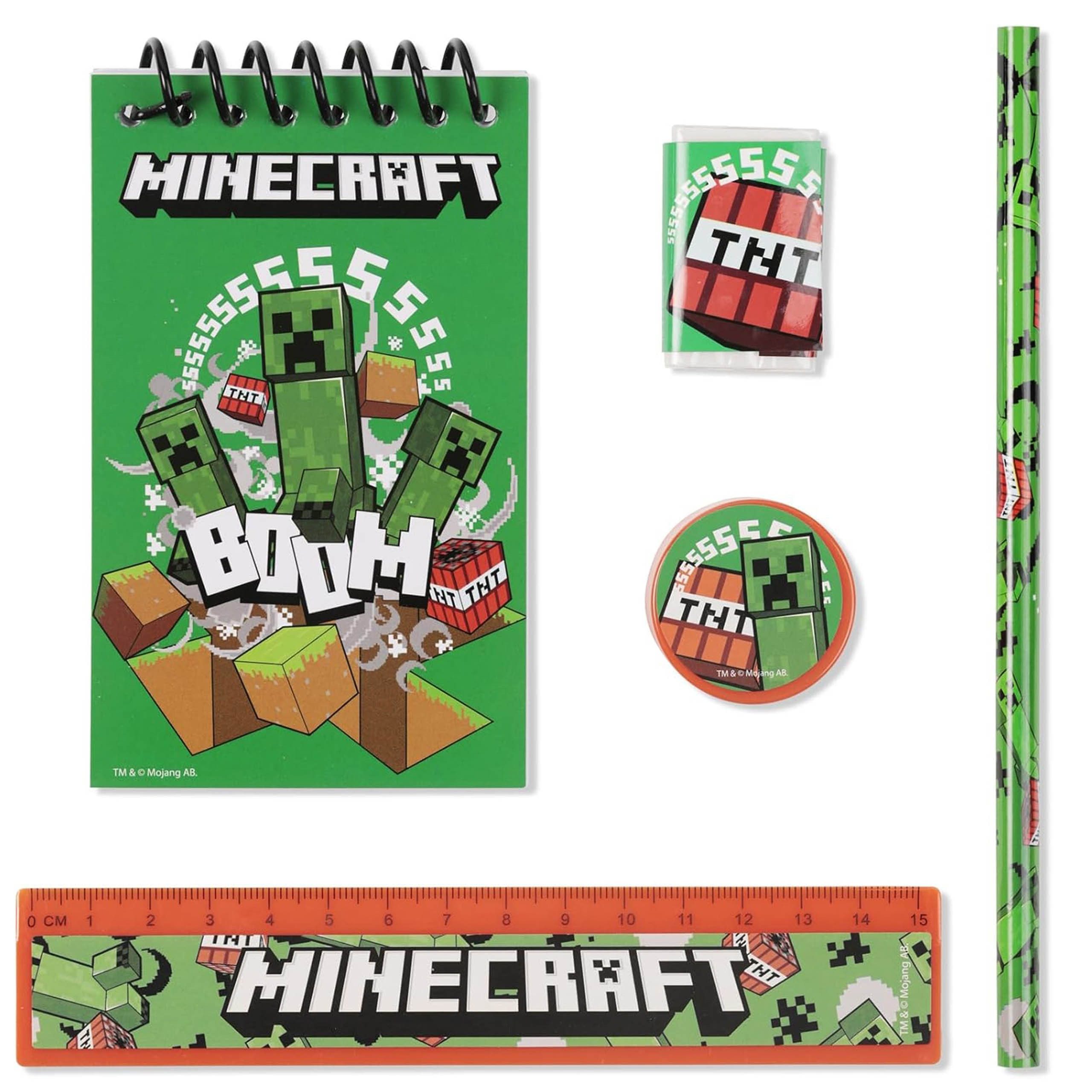 Minecraft Notizbuch Minecraft Schulset für Jungen, Schulbedarf für Fans, 5-teilig