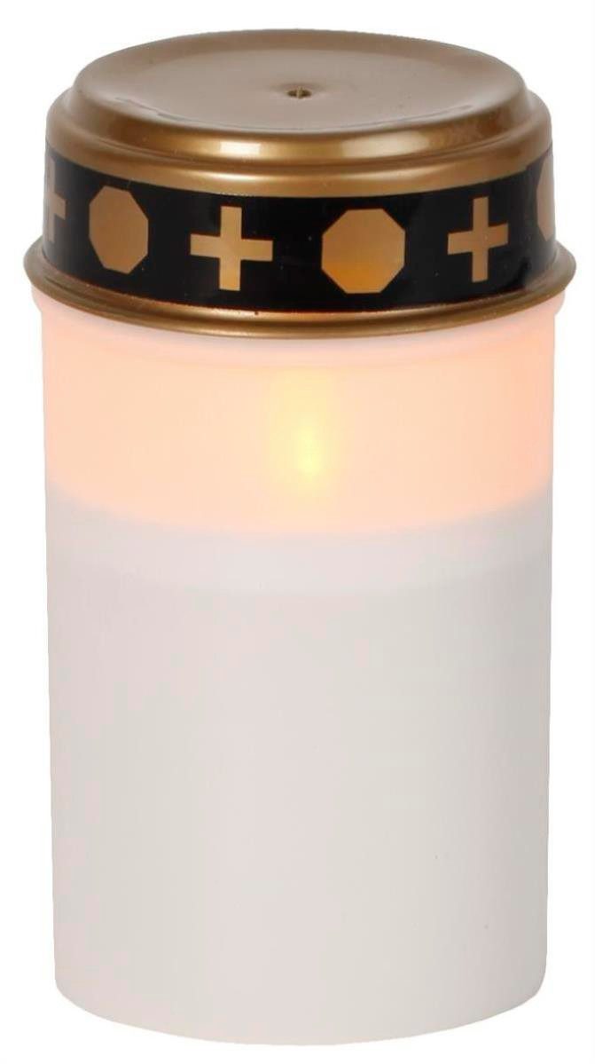 LED-Kerze LED Grablicht Grabkerze gelbe LED H: 12cm Timer für Außen weiß