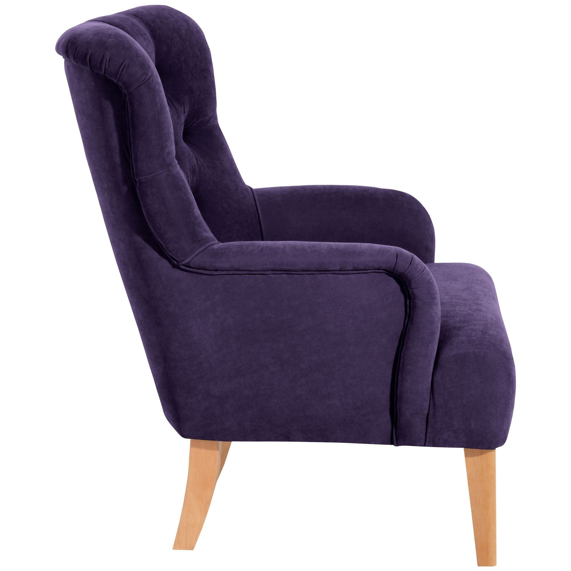 Sessel violett 21243 Sessel / 58 natur Veloursstoff Sitz (Sparpreis verarbeitet,bequemer hochwertig 1-St), Kessel Kostenlosem aufm Versand, Buche inkl. Kaiya Bezug