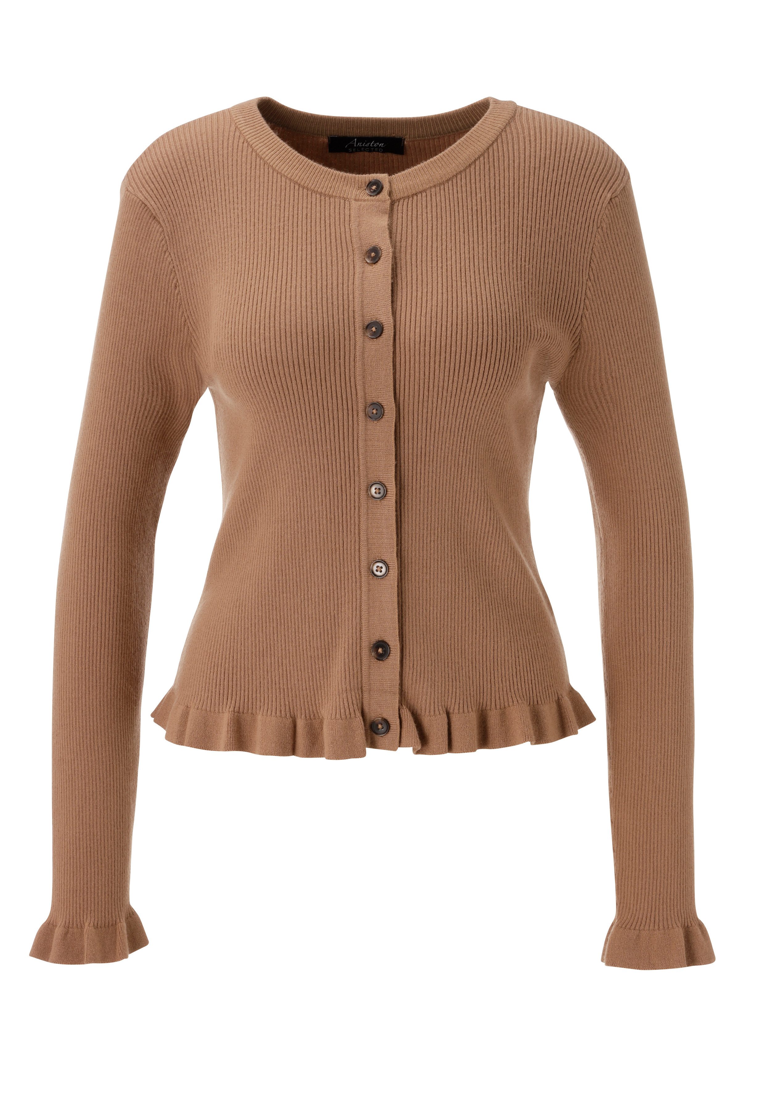 Aniston SELECTED Strickjacke Rüschen-Applikationen an den Ärmeln und am Saum - NEUE KOLLEKTION – Bild 5 von 5
