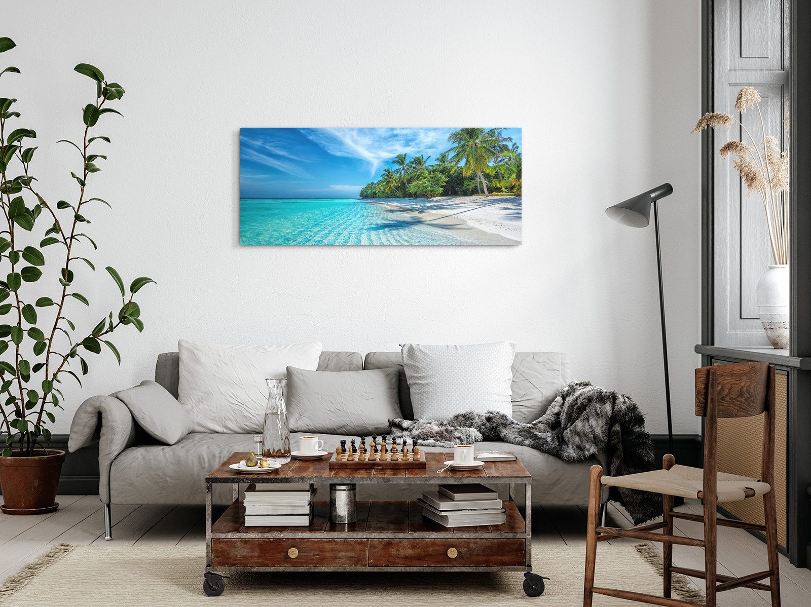 möbel-direkt.de Leinwandbild Karibik Insel Südseeparadies Palmen Strand Meer Türkis – Bild 4 von 5