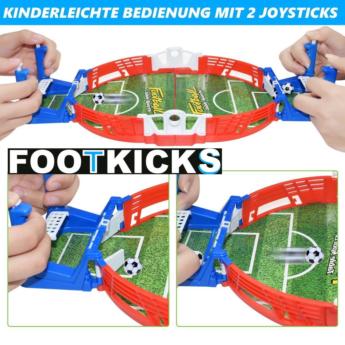MAVURA Mini-Tischkicker FOOTKICKS Tischfußball Kicker Mini klein Tischkicker Tisch Fußballtisch Flipper, Duell Fußball