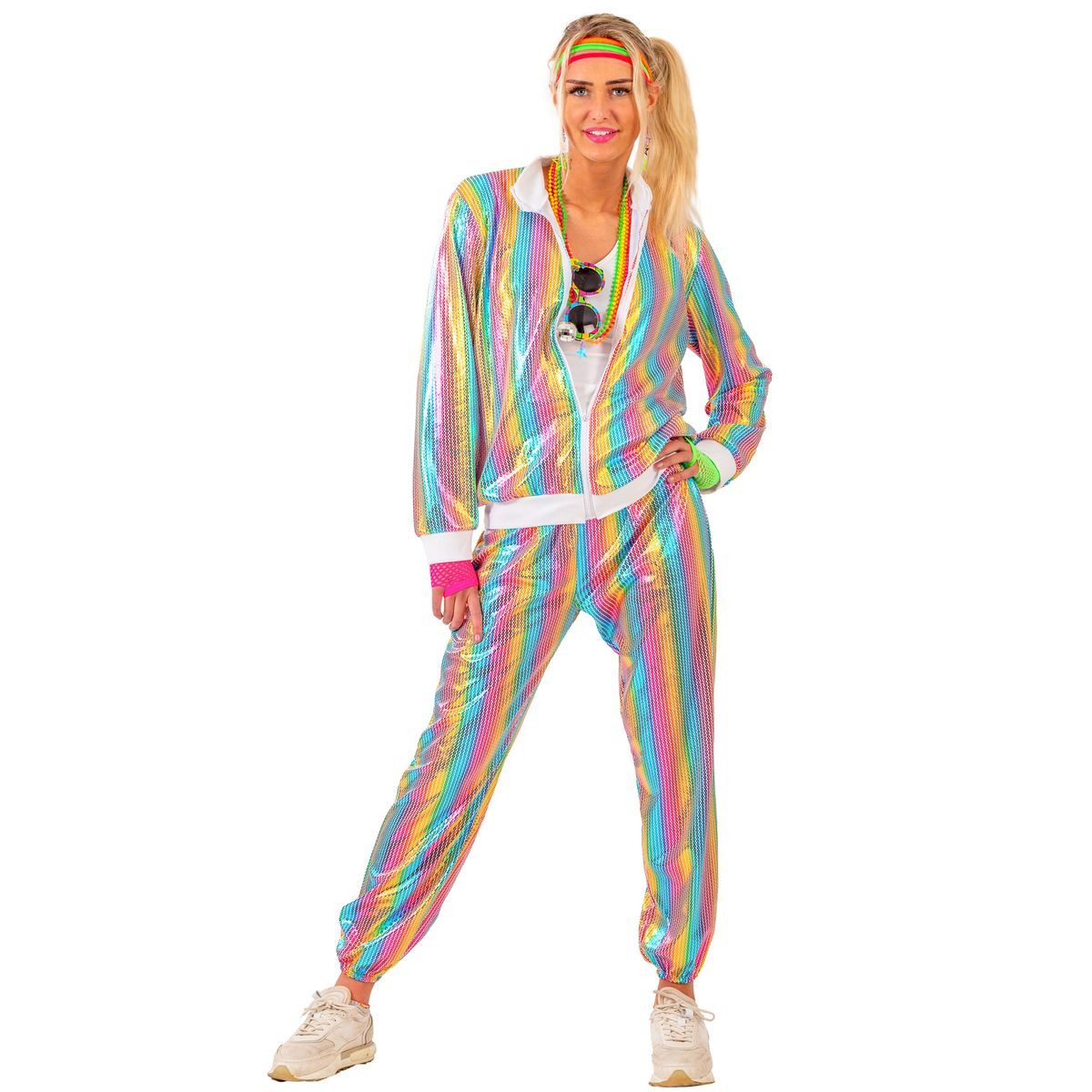 Funny Fashion Kostüm Regenbogen Jogginganzug Pastellfarben für Erwachsene für Damen