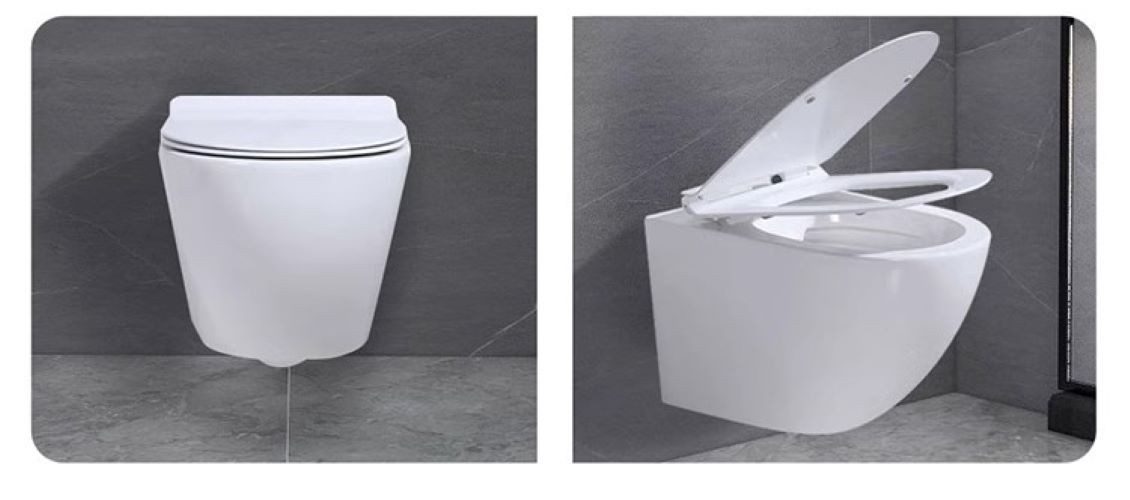 Teico WC-Komplettset Hänge WC Toilette Spülrandlos abnehmbarer WC Sitz mit Softclose, wandhängend