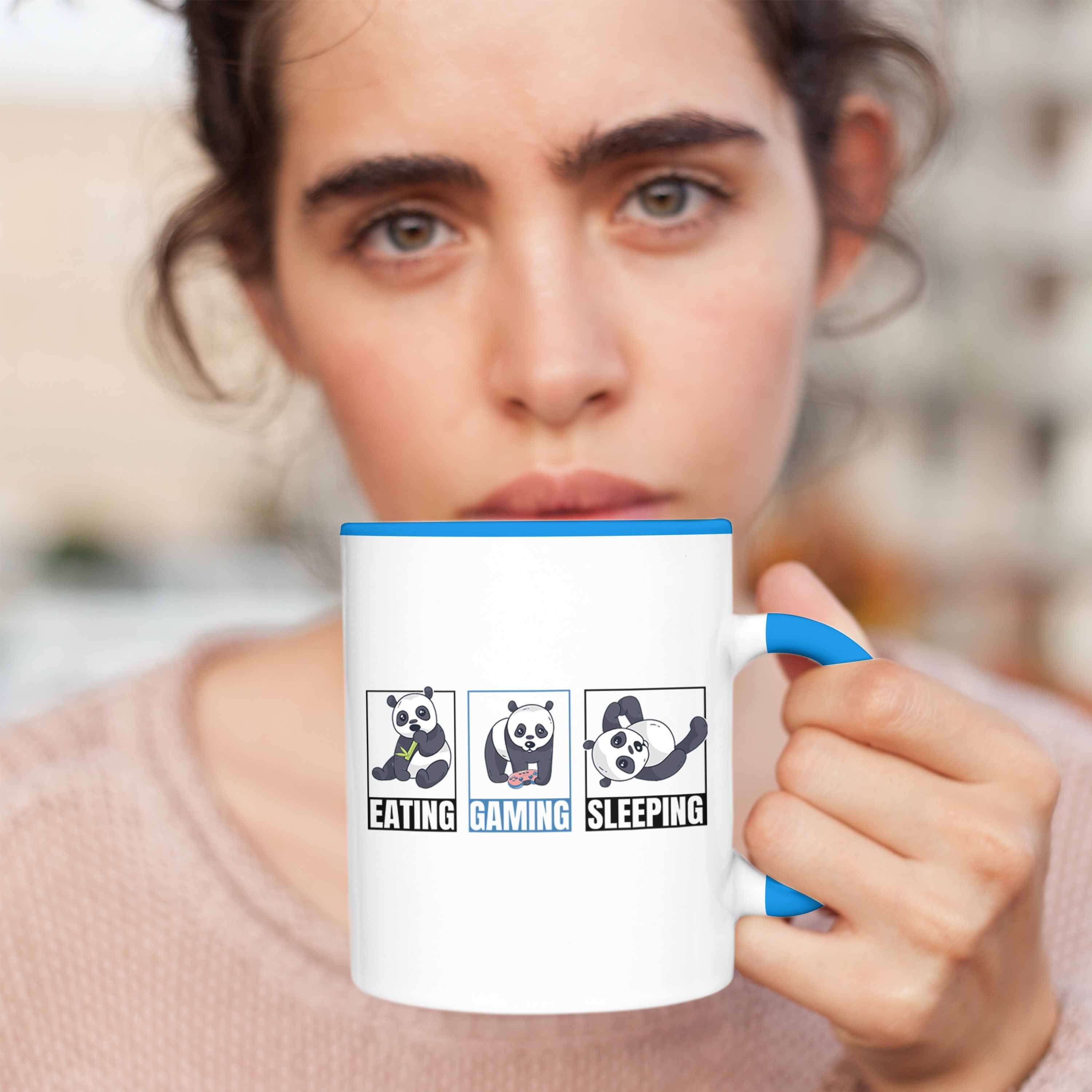 Panda Tasse Geschenkidee für - Gamer Trendation Blau Trendation Zocker Lustige Gaming Jungs Geschenk Tasse