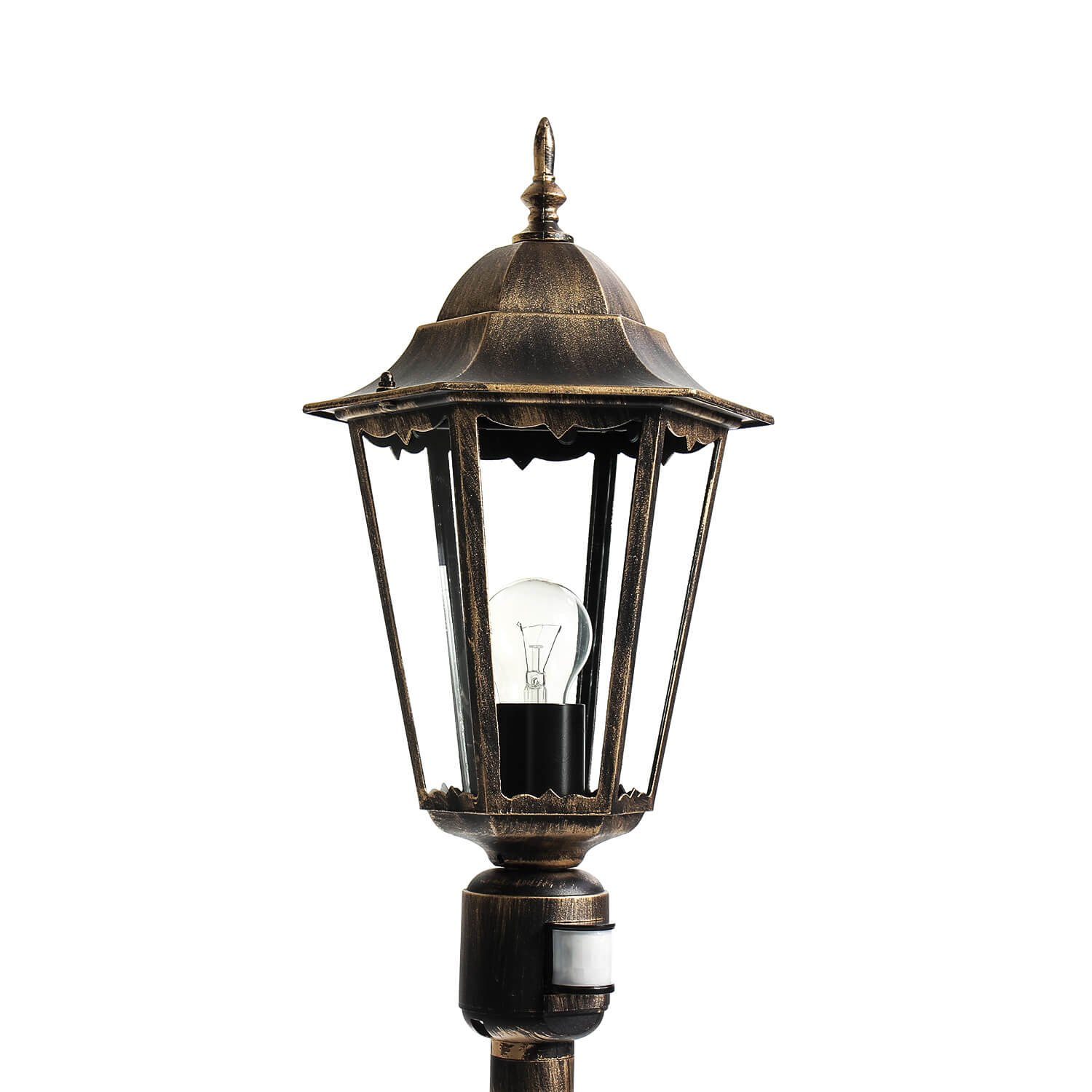 Licht-Erlebnisse Außen-Stehlampe BRISTOL, ohne mit Schwarz Kupfer Leuchtmittel, Terrasse Wegeleuchte Bewegungsmelder Lampe