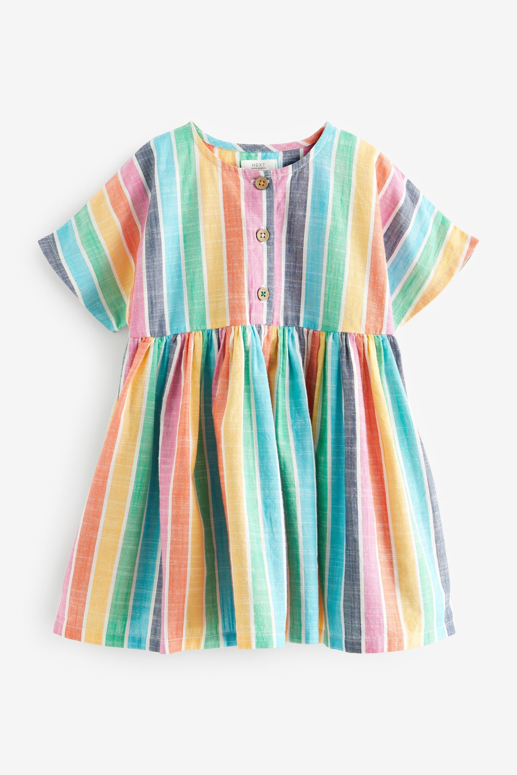 Rainbow Relaxed Sommerkleid Baumwollkleid Next (1-tlg) Fit Stripe