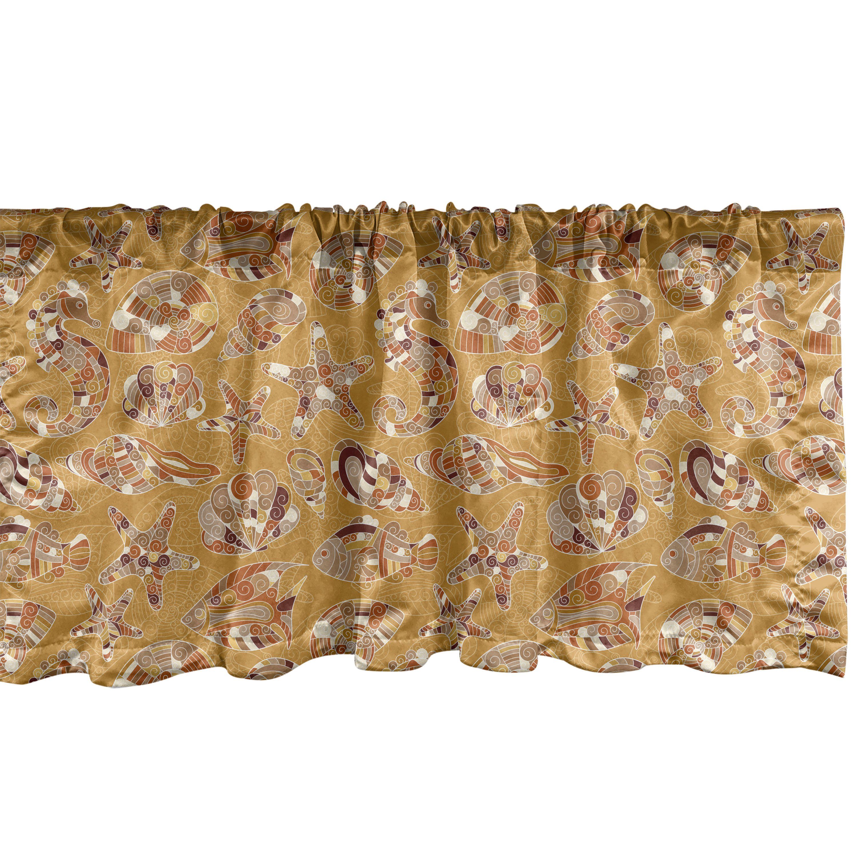 Scheibengardine Vorhang Volant für Küche Schlafzimmer Dekor mit Stangentasche, Abakuhaus, Microfaser, Ozean Muster von Muscheln