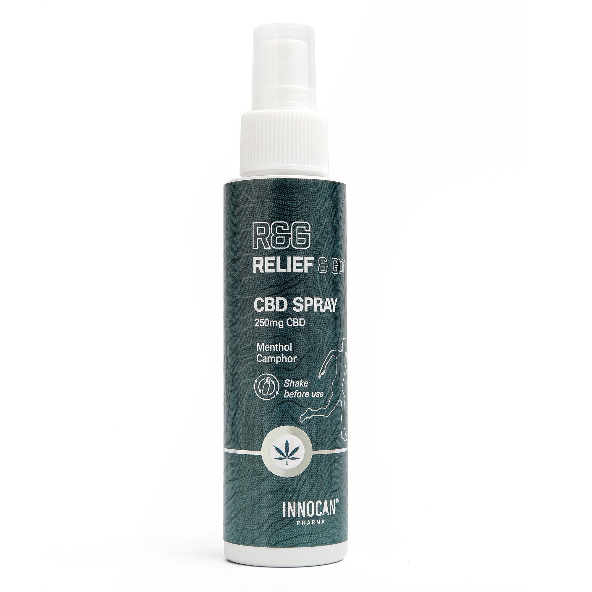 Relief & Go Körperpflegemittel INNOCAN - Relief and Go CBD Spray 250 (90ML) Pumpflasche, mit Menthol, Kampfer, Magnesium und CBD