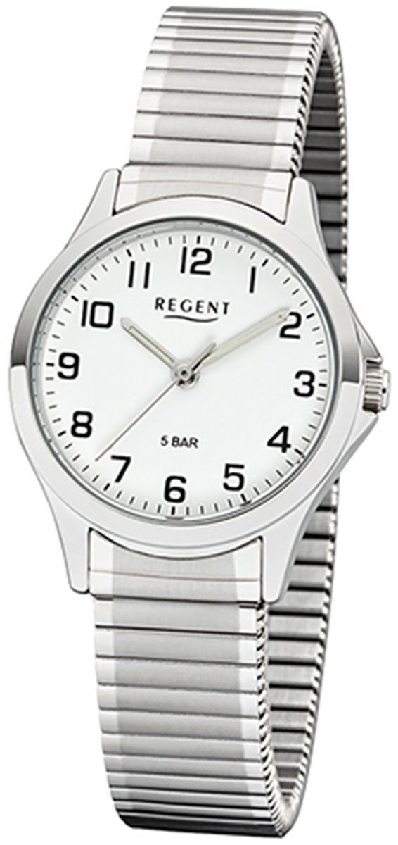 rund, Metall Damen Quarzuhr 2242424 Metallarmband Damen Armbanduhr Regent Quarz, Uhr klein (ca. 29mm), Regent