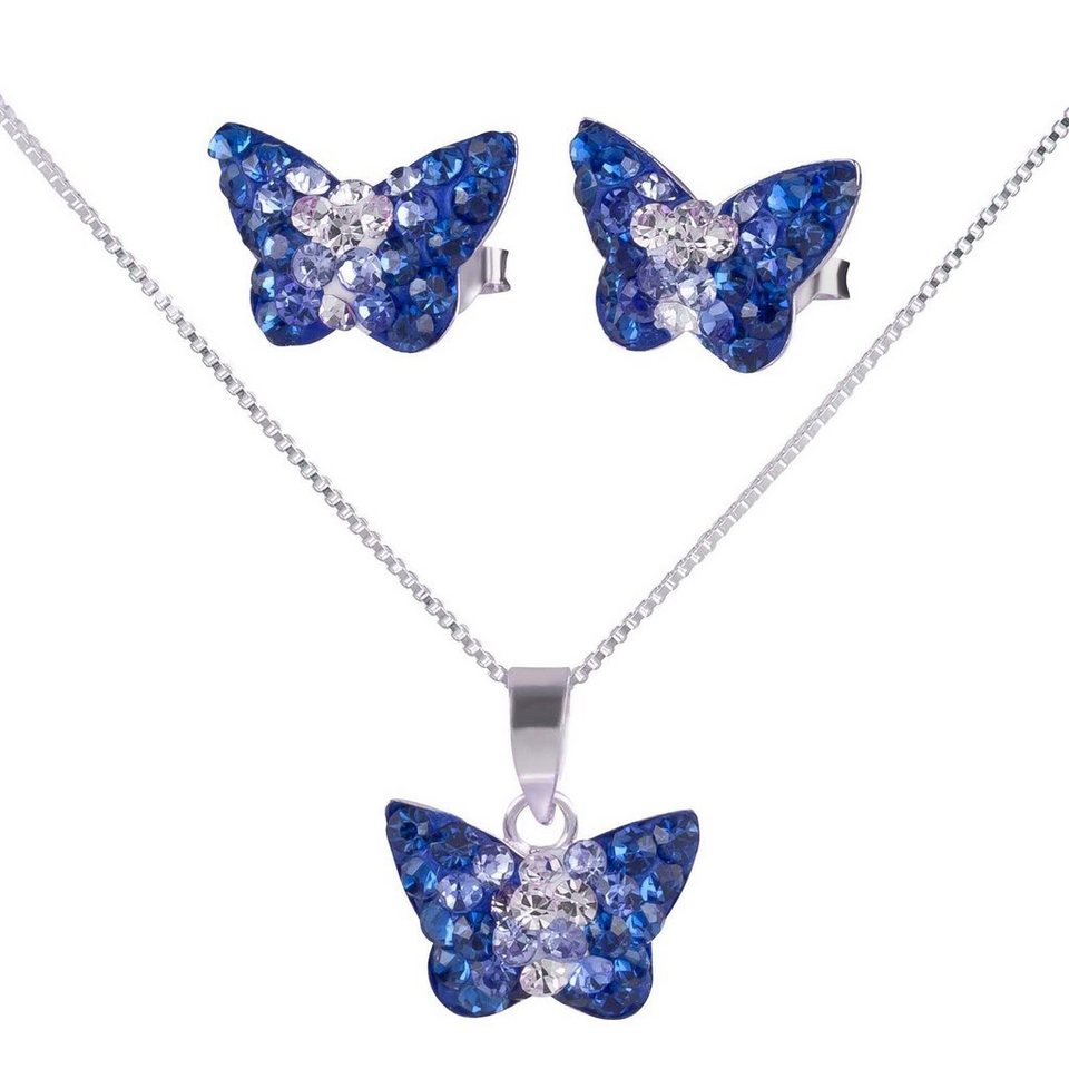 Kinder Ohrringe Schmetterling Glitzer Blau 925 Silber Mädchen
