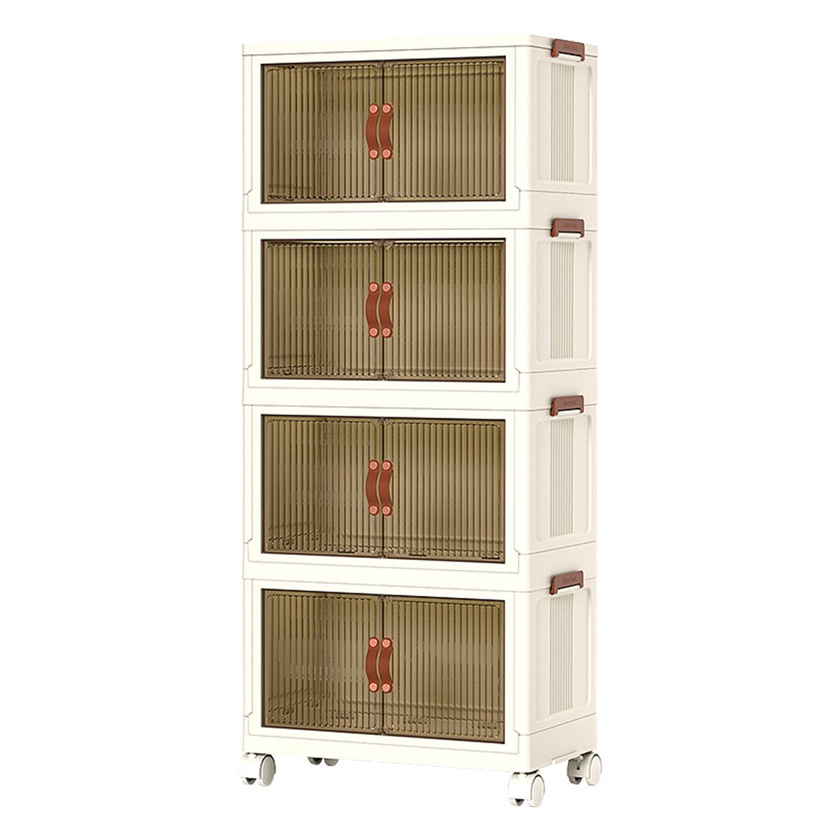 MULISOFT Organizer Stapelbare Aufbewahrungsbox Kunststoff mit Deckel Rädern 130/170/210L (4 St., Transparent Klappbox Ordnungsboxen Bewegliche Behälter), für Büro, Kinderzimmer, Küche, Wohnzimmer,Kleiderschrank,Umziehen