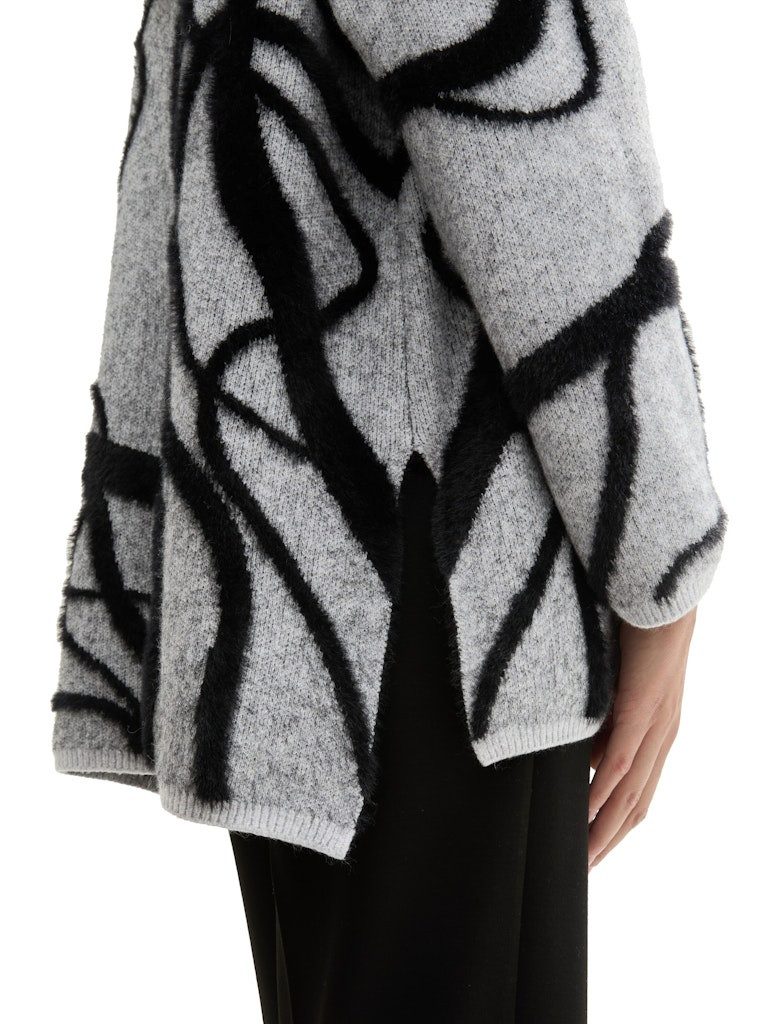 TOM TAILOR Strandpullover knit pullover featheryarn mix grey geometric knit günstig online kaufen