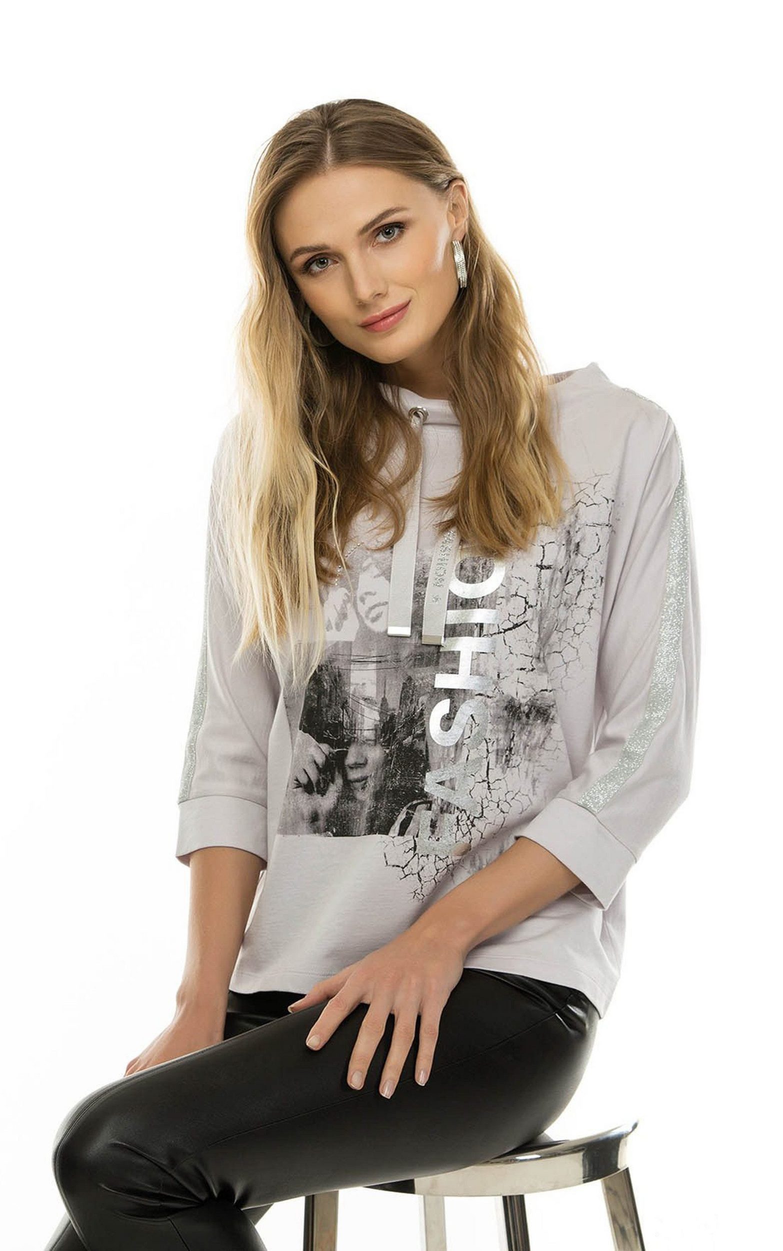 Passioni Sweatshirt in grau mit Print günstig online kaufen