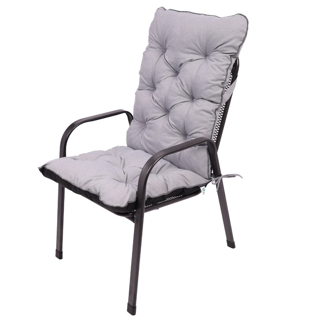 TexDeko Sitzauflage Ecolen Hochlehner 50 x 70 x 50cm - gesteppte Gartenstuhl-Auflage, (1× Gartenstuhl-Auflage (120 × 50cm), UV-Beständig, Wasserabweisend mit Anti-Rutsch Boden