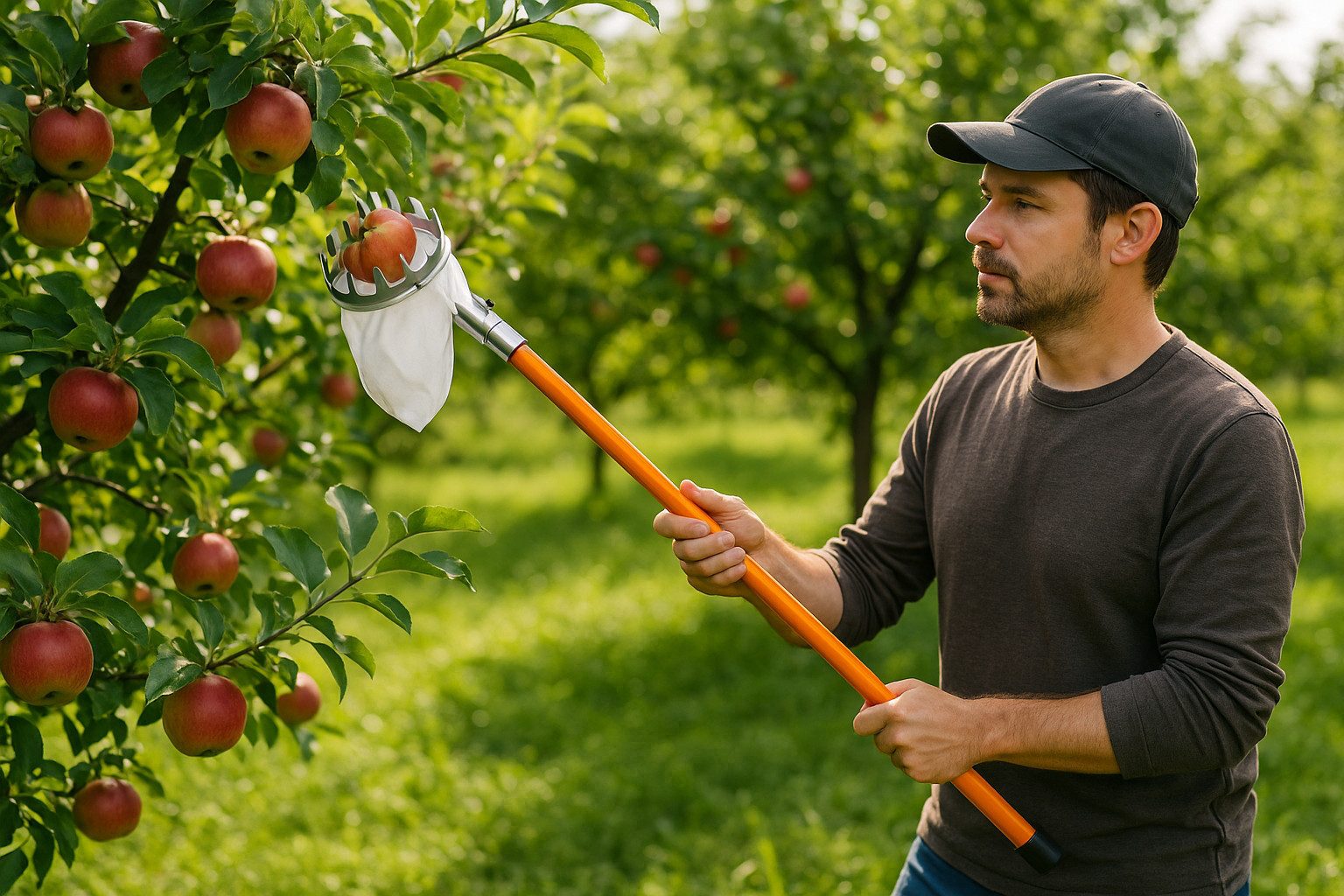 PROREGAL® Obstpflücker Teleskop Apfelpflücker Obsternter mit Teleskopstiel (1,65–3m) Ø 15 cm, 300 cm max. Stiellänge, (1-St), Ideal um Äpfel Birnen Kirschen schnell & bequem zu ernten