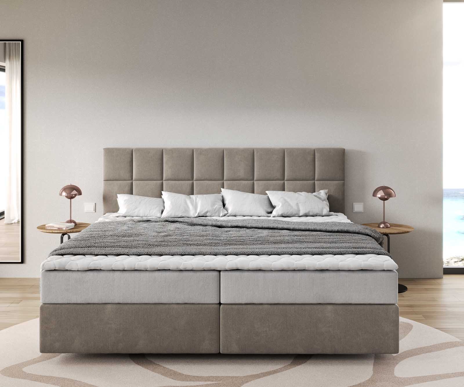 DELIFE Boxspringbett Dream-Fine, Mikrofaser Beige 200x200 cm mit Taschenfed günstig online kaufen