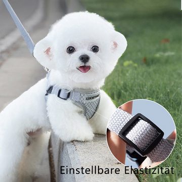 Dekorative Hunde-Geschirr Weich Vest Harness Geschirr Verstellbar Sicher Kontrolle Hundegeschirr, für Spaziergänge bei Nacht, Laufen, Training, Joggen