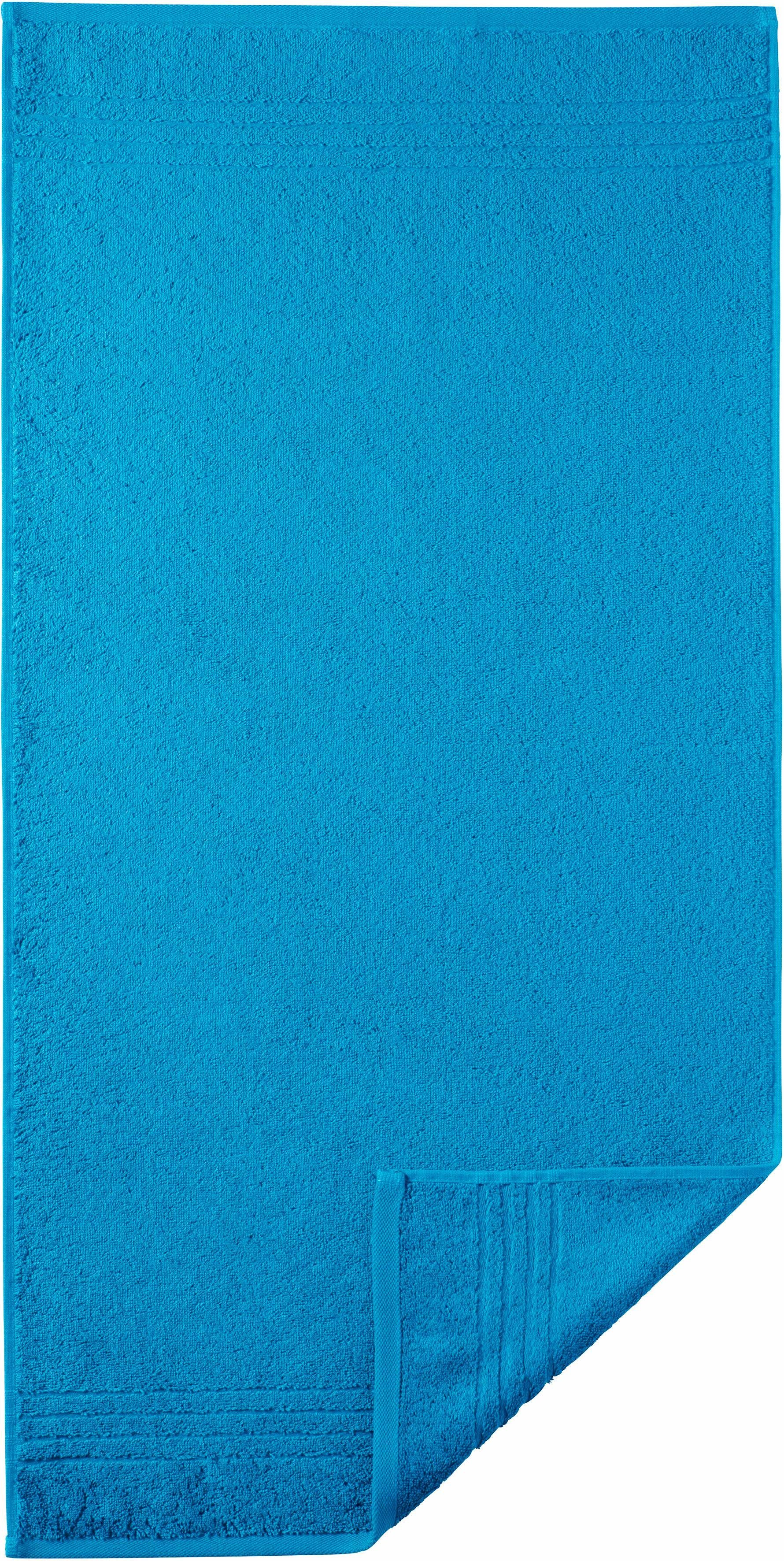 Egeria Handtuch Madison, Streifenbordüre, Baumwolle (1-St), reine hellblau mit Uni-Programm Walkfrottee