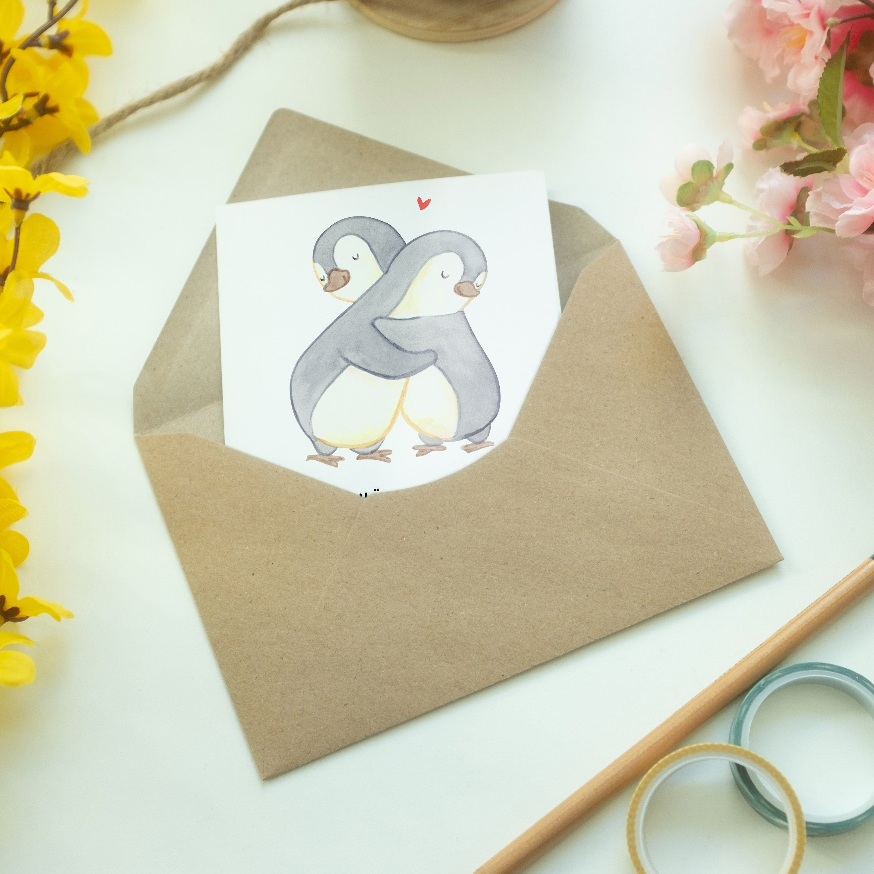 Liebe & Geschenk, Grußkarte Klappkarte, Pinguine Panda Weiß Mrs. - - Mr. Hochzeitstag, Kuscheln