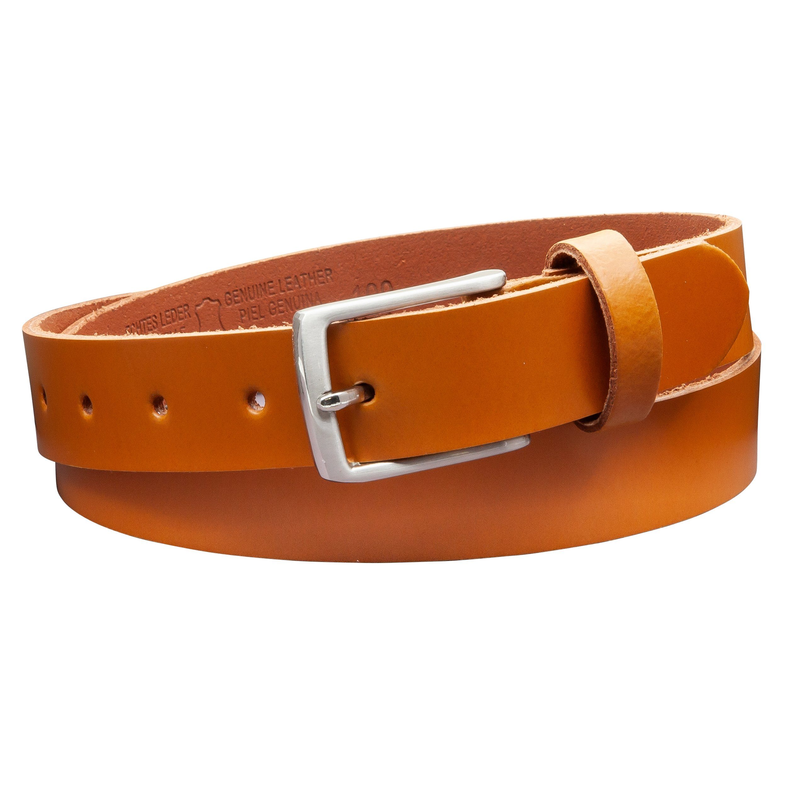 COLOGNEBELT Ledergürtel OM311-PL-Cognac MADE IN GERMANY, Cognac Kürzbar, 100 % Echtleder, Aus einem Stück, Unisex
