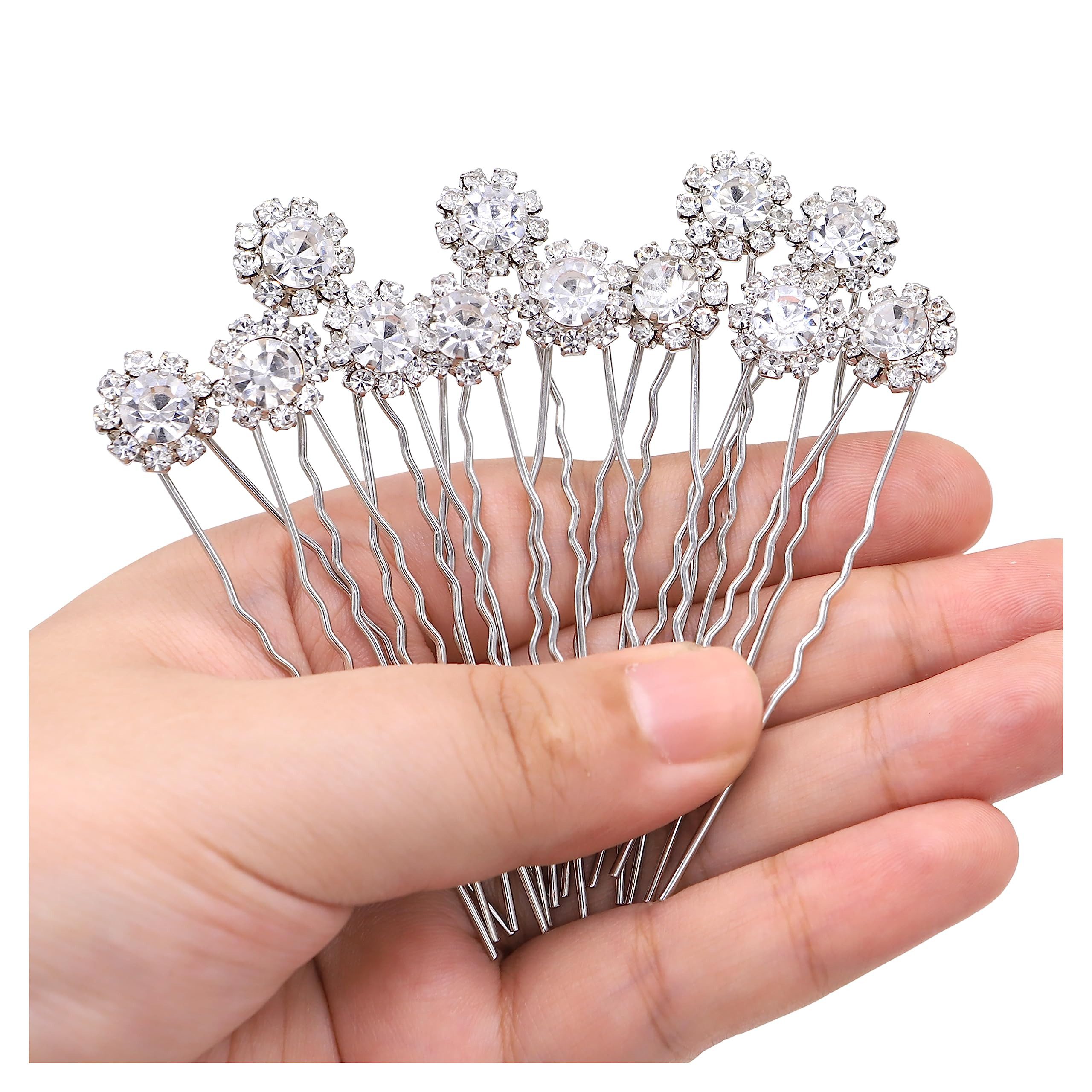 Bomiclss Haarspange 12 Stück Hochzeit Haarschmuck Set, Blumen Perlen Braut Haarnadeln, 12-tlg., Haarnadeln, U-förmig für Damen Mädchen