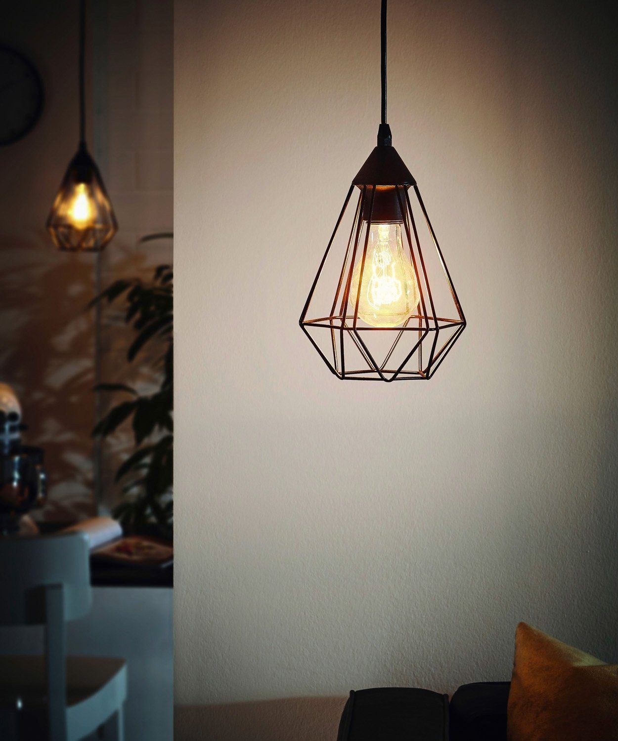 EGLO Pendelleuchte TARBES, 1-flammig, Schwarz, Stahl, günstig online kaufen