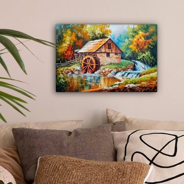OneMillionCanvasses® Leinwandbild Landschaft - Malerei - Zuhause - Kunst - Herbst, (1 St), Wandbild Leinwandbilder, Aufhängefertig, Wanddeko, 30x20 cm