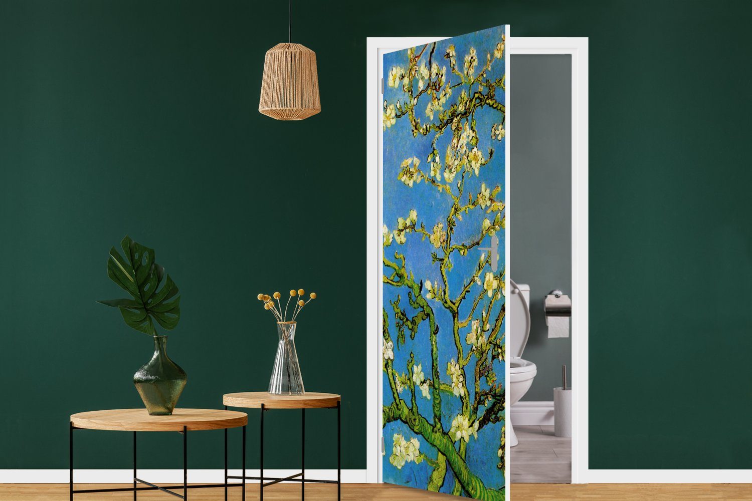 MuchoWow Mandelblüte Matt, Türtapete (1 - Fototapete St), Vincent Gogh, Tür, van cm Türaufkleber, bedruckt, für 75x205