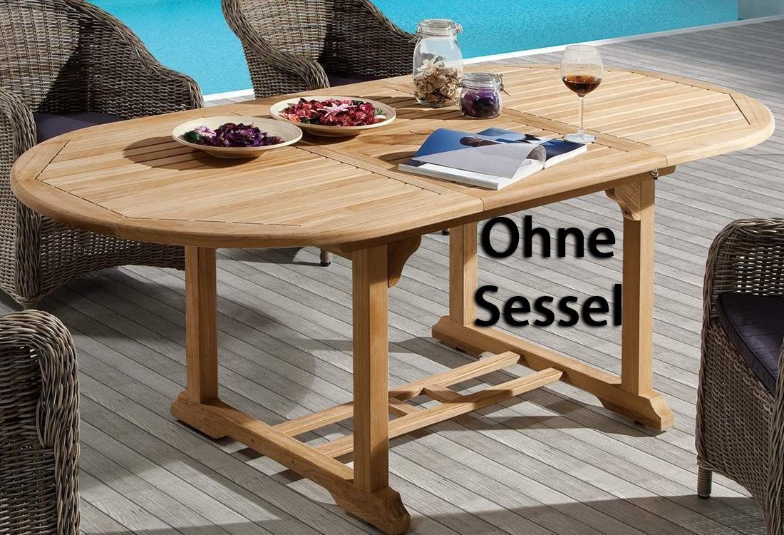 Destiny Gartentisch FOUR SEASONS, ausziehbar, 150-210 x 100 x 75 cm, halboval