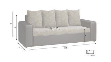 Fun Möbel Sofa Sofa-Set NINA 3-1-1 Sofagarnitur, inkl. 6 Rückenkissen, inkl. Bettkasten