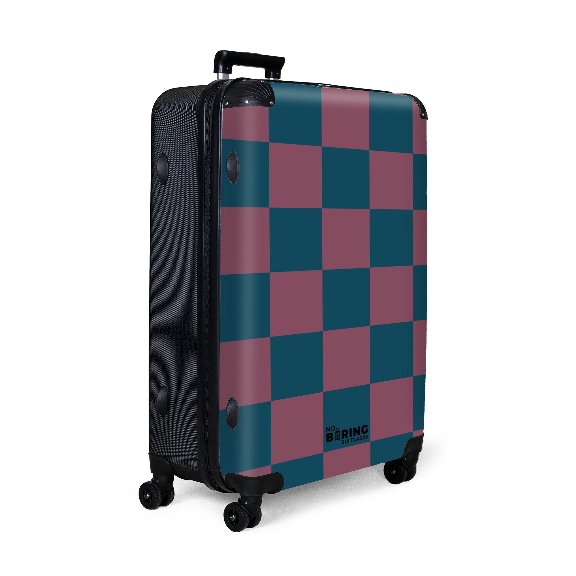 NoBoringSuitcases.com© Hartschalen-Trolley Buntes Schachbrett als Druck günstig online kaufen