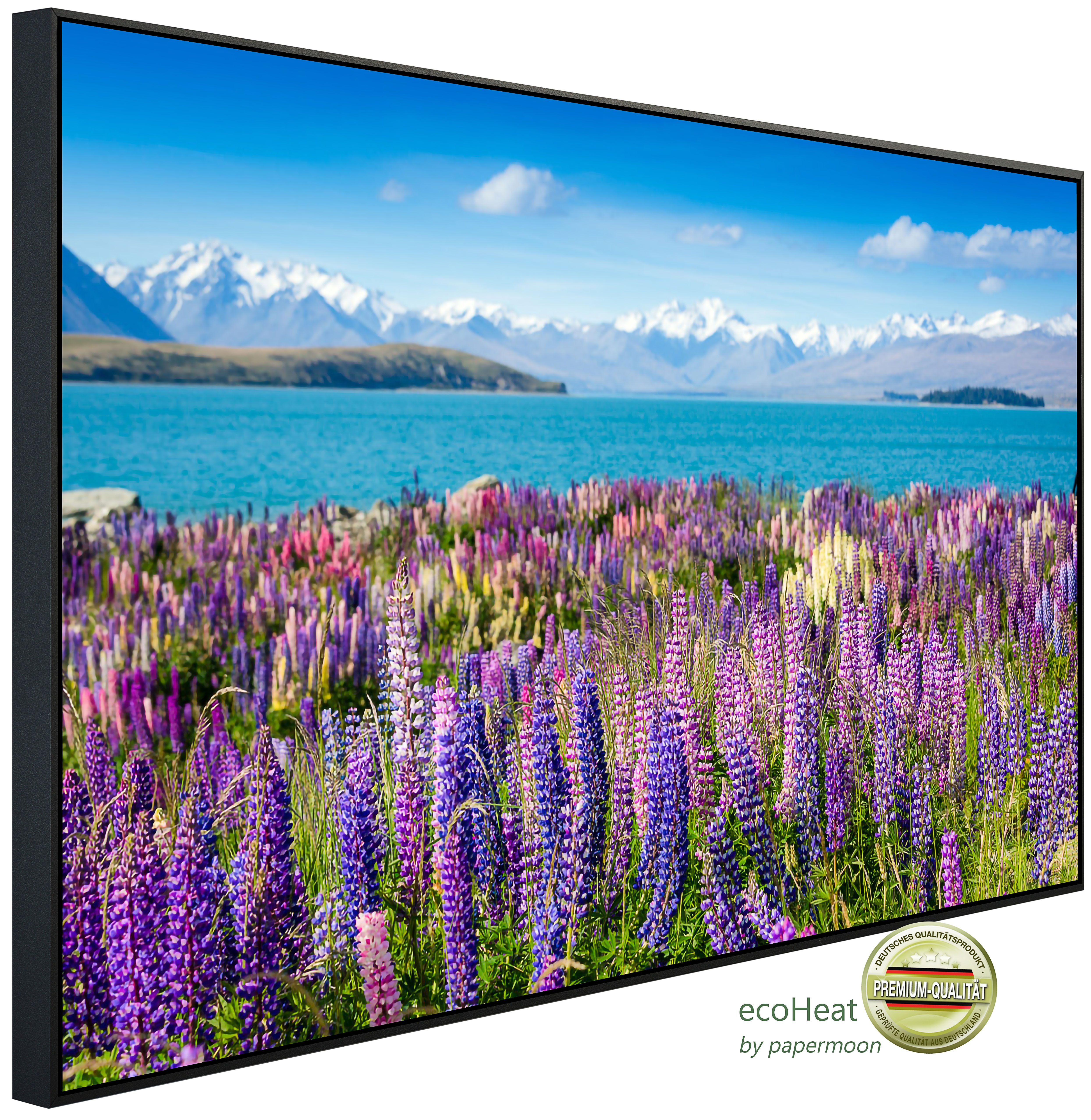 Papermoon Infrarotheizung INFRAROT-BILD-HEIZUNG, Montain See mit Blumen, TÜV-Rheinland/GS zertifiziert, angenehme Strahlungswärme