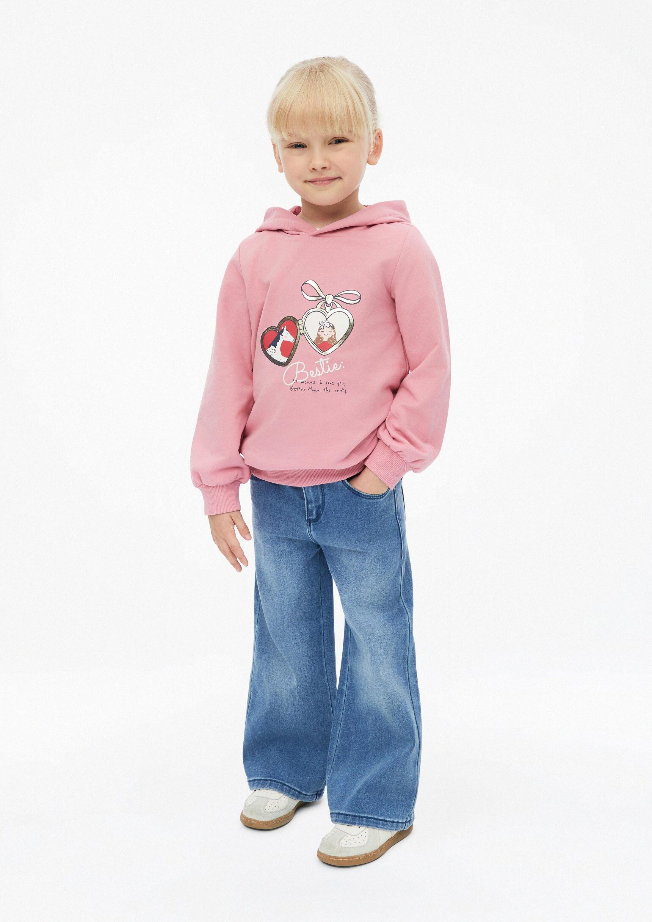 s.Oliver Sweatshirt Sweatshirt Sweatshirt mit Folienprint und Kapuze – Bild 3 von 4