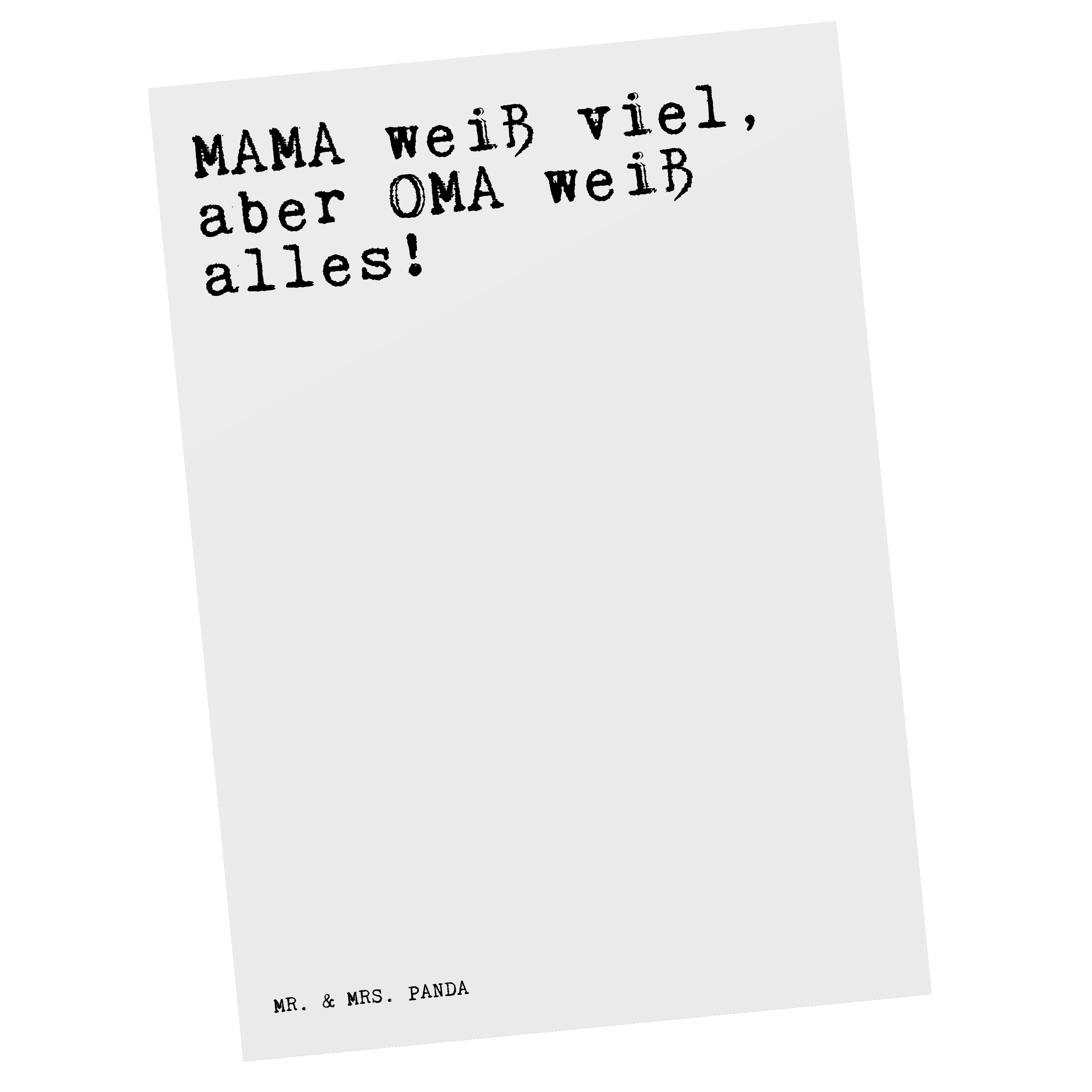 Mr. & Mrs. Panda Postkarte MAMA weiß viel, aber... Weiß Geschenk