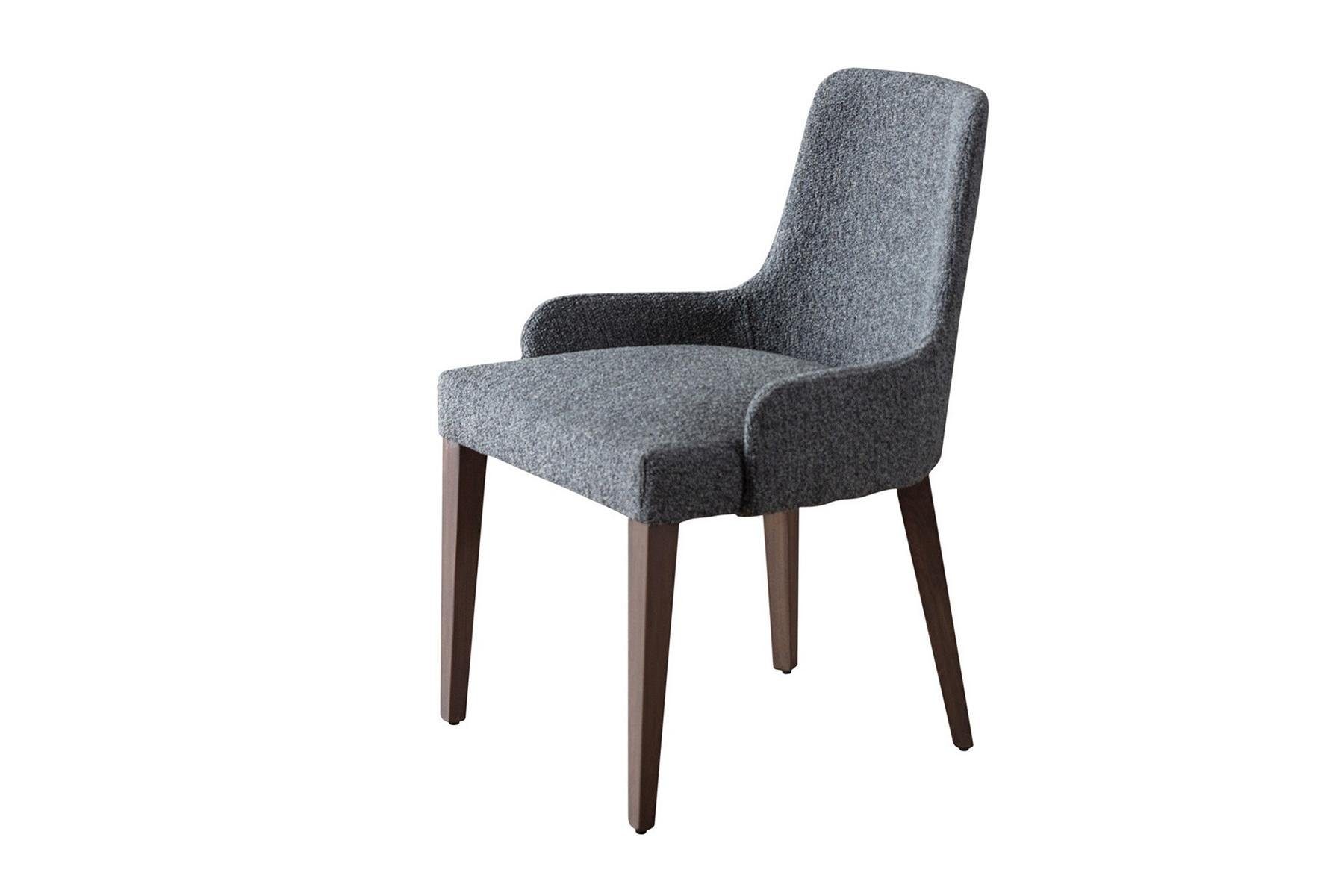JVmoebel Esszimmerstuhl Exklusive Grau Stuhl mit Holz Braun Füße Design Esszimmer Neuheit (1 St), Made in Europa