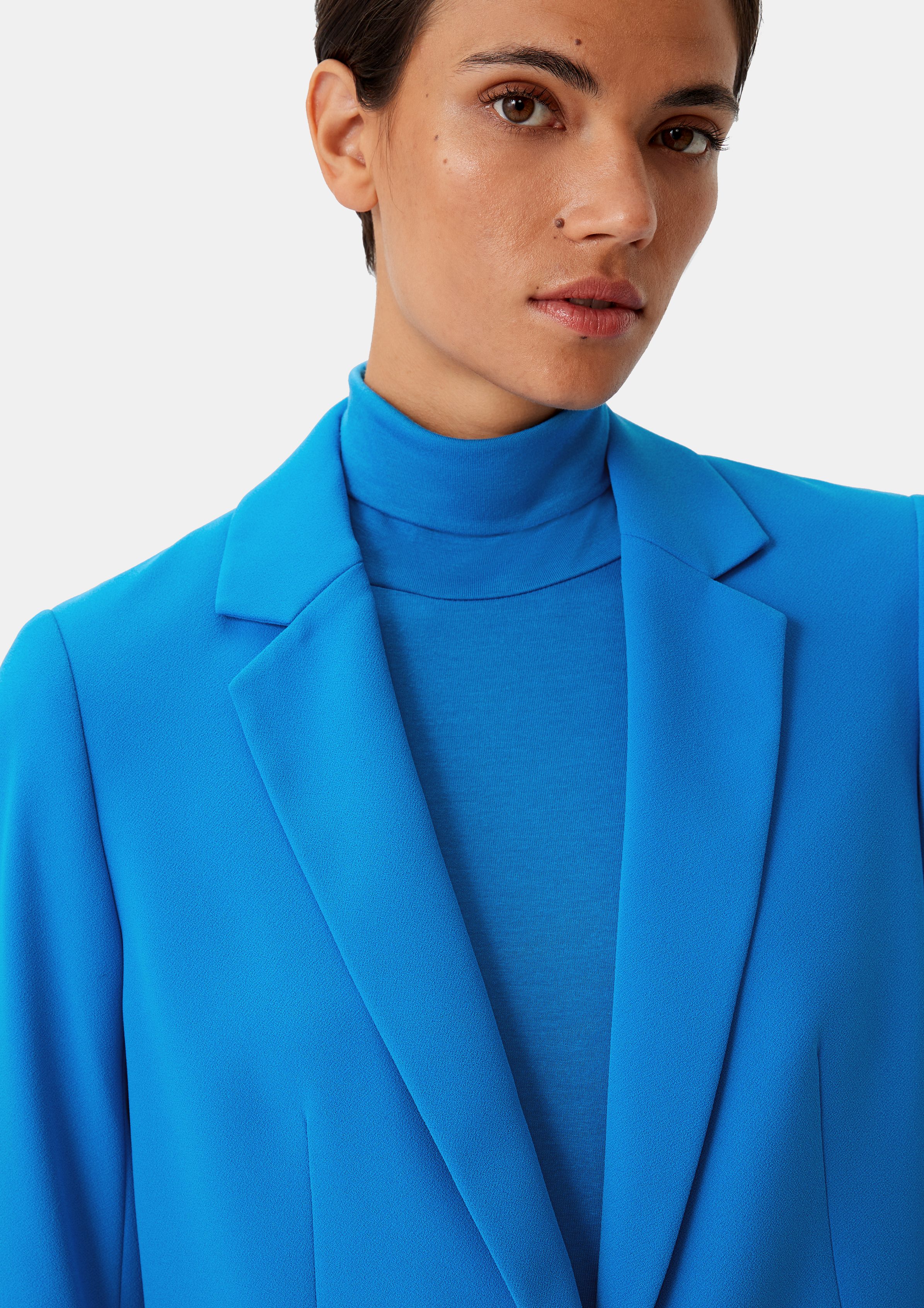 Longblazer blau Blusenblazer Crêpe Comma aus