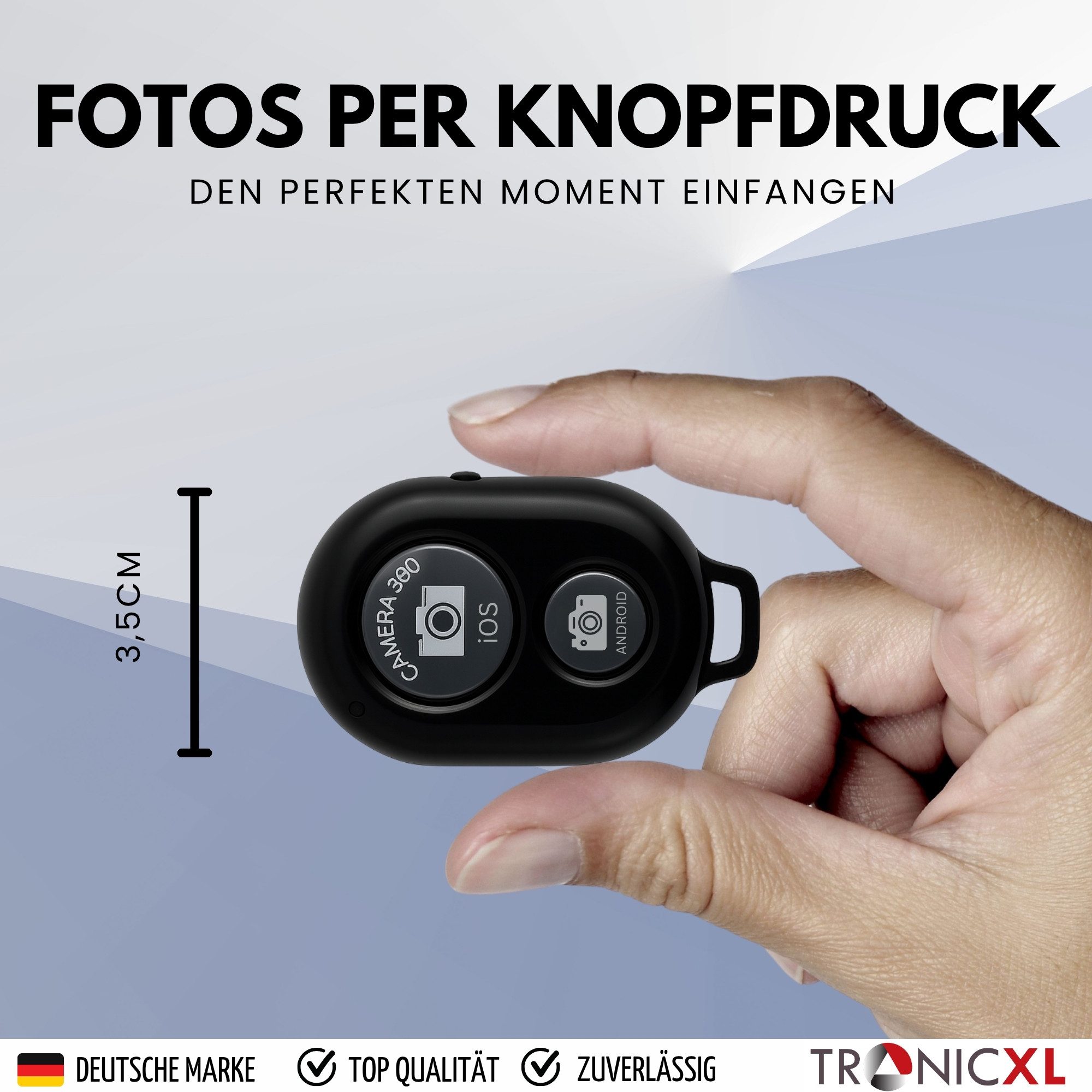 TronicXL Bluetooth Selbstauslöser für iPhone Smartphone Handy Selfie Auslöser Smartphone-Controller (1 St., für Samsung Xiaomi Google Zubehör Influencer) – Bild 4 von 4