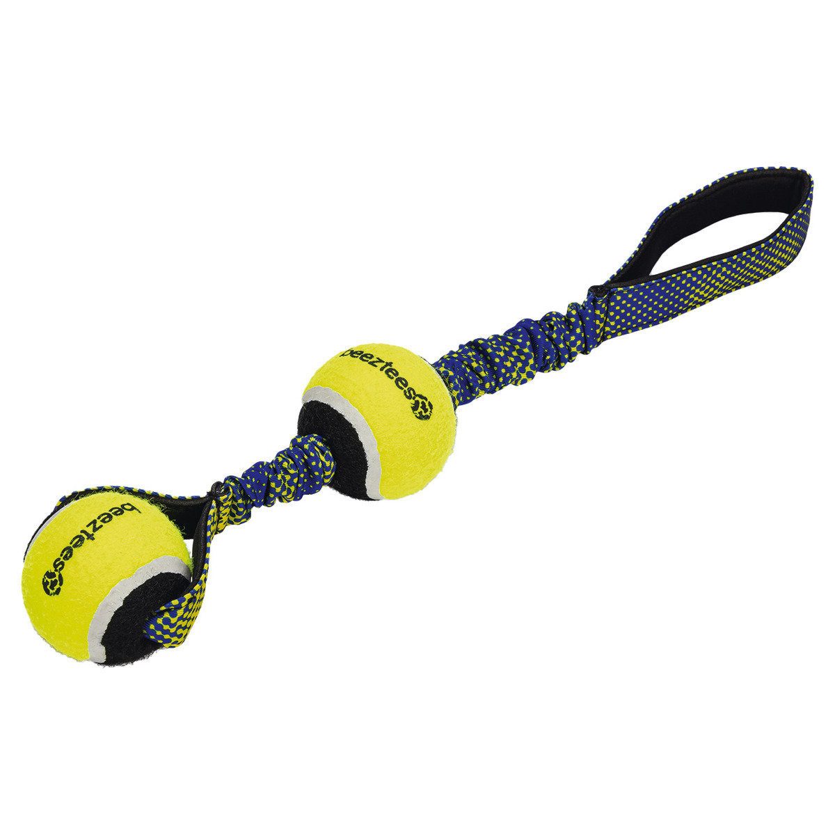 Tierball Hundespielzeug Fetch Tennisball mit Schlaufe Miko blau/gelb