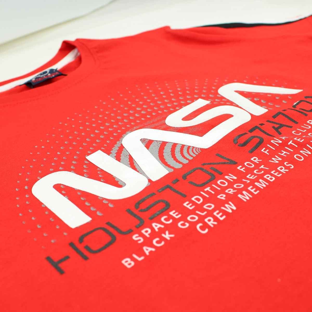 NASA Print-Shirt NASA 104 T-Shirt Baumwolle Space bis Gr. Rot kurzarm Jungen 100% Center Kinder 164