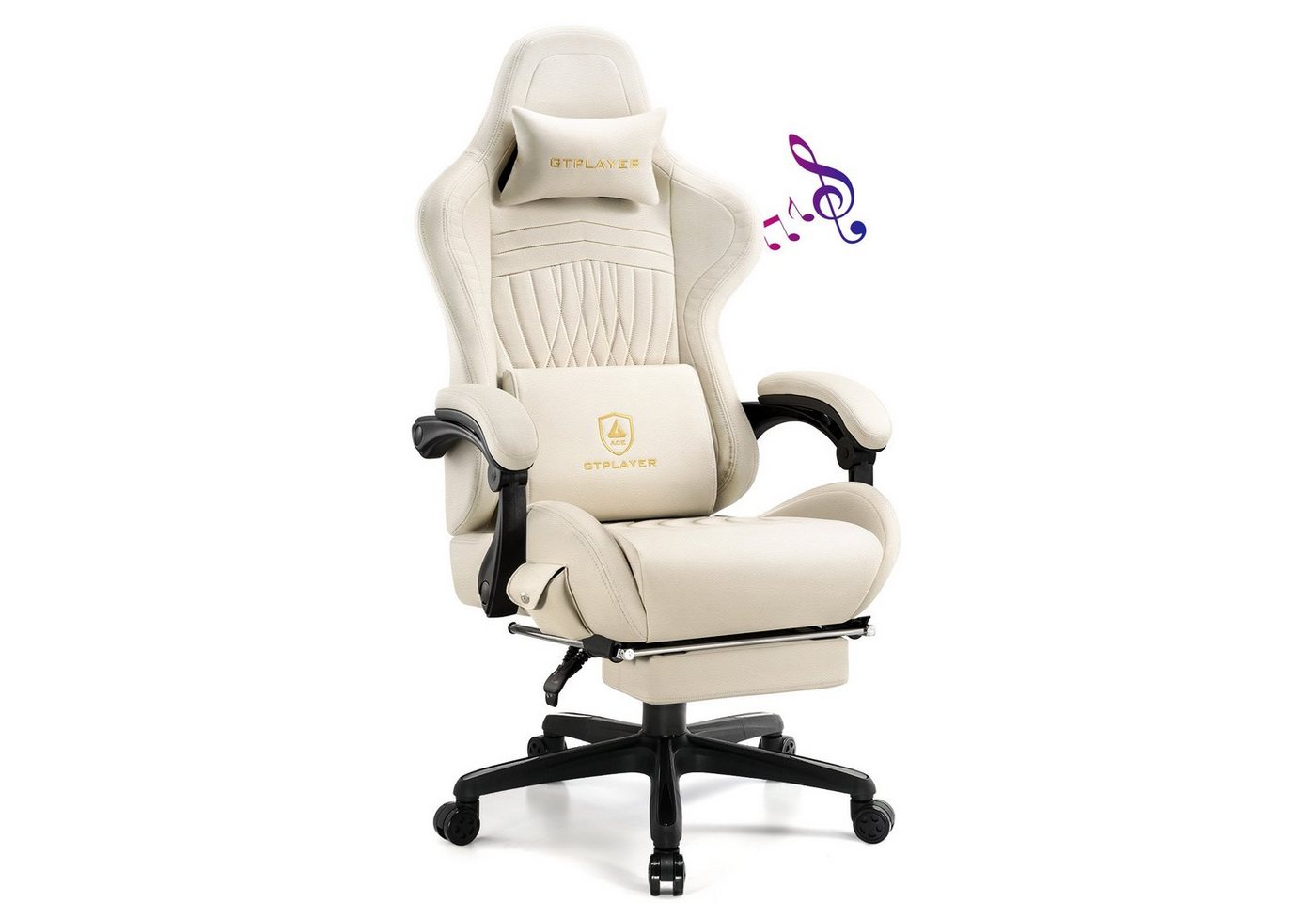 GTPLAYER Gaming-Stuhl ergonomischer Bürostuhl mit HIFI Stereo Lautsprecher, Verbindungsarmlehen beeindrukende Klang-atmosphäre