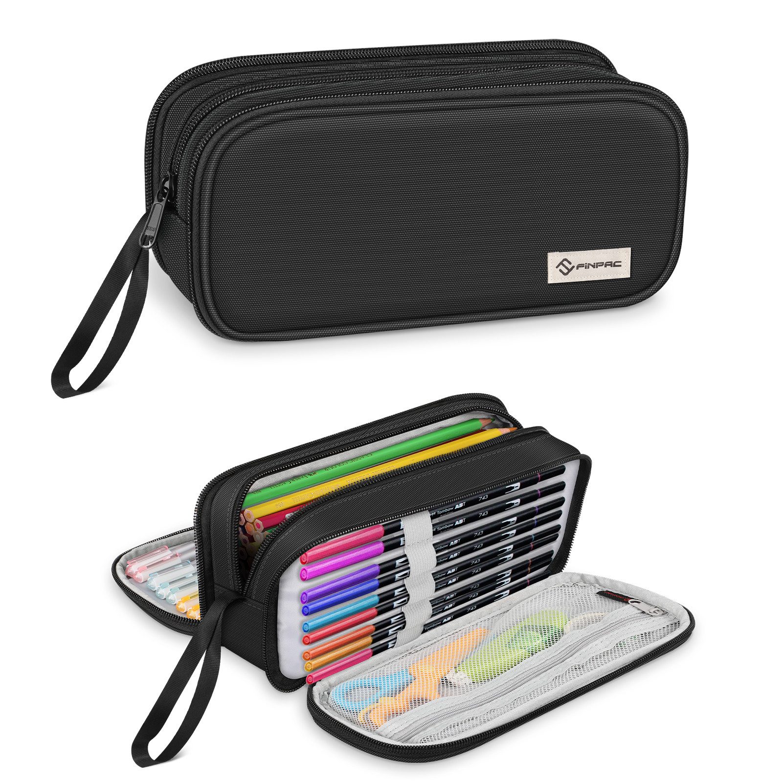 Fintie Federmäppchen Federtasche - Große Kapazität Mäppchen mit 3 Fächern Stiftetasche, Schlamperbox Bleistifttasche Schulmäppchen für Schule & Büro