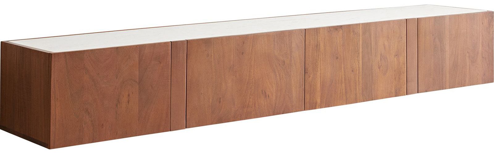 DELIFE Lowboard Secara, Akazie Braun 200 cm 4 Türen Marmor schwebend