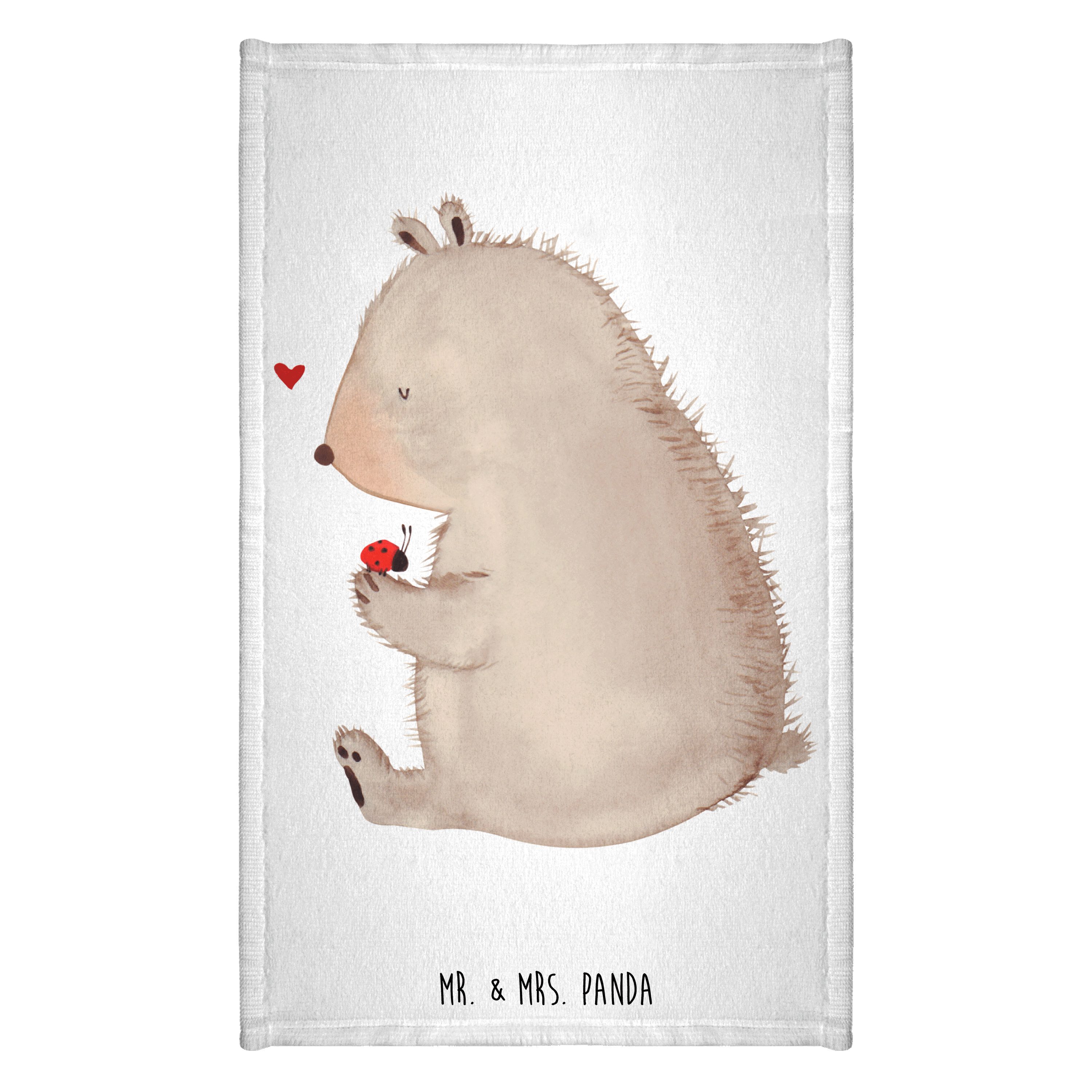 Handtuch Bär Marienkäfer - Weiß - Geschenk, Kinder Handtuch, Motivation, Reise