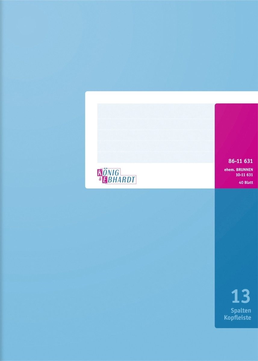 Notizbuch Spaltenbuch A4 mit Kopfleiste 13 Spalten 40 Blatt hellblau